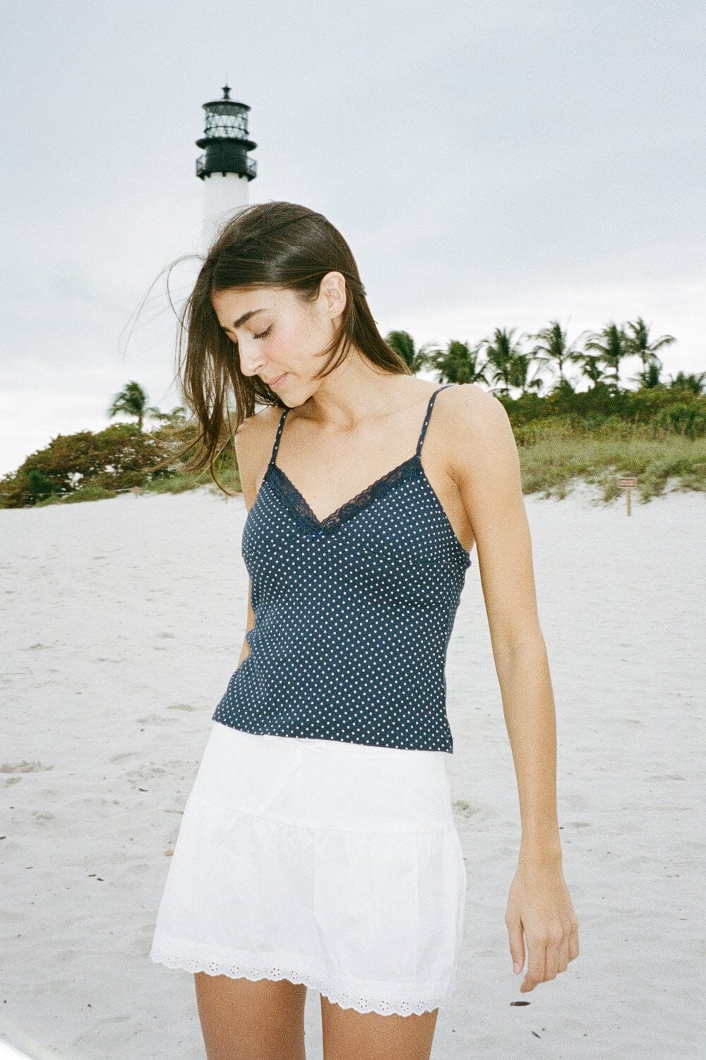 Tiffany Polka Dots Tank | Navy Blue White Polka Dots / XS/S