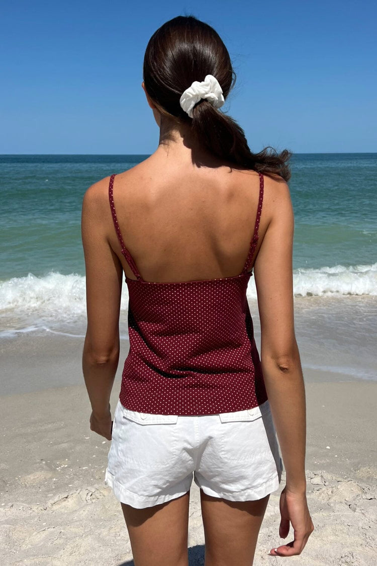 Tiffany Polka Dot Tank | Burgundy White Polka Dots / XS/S