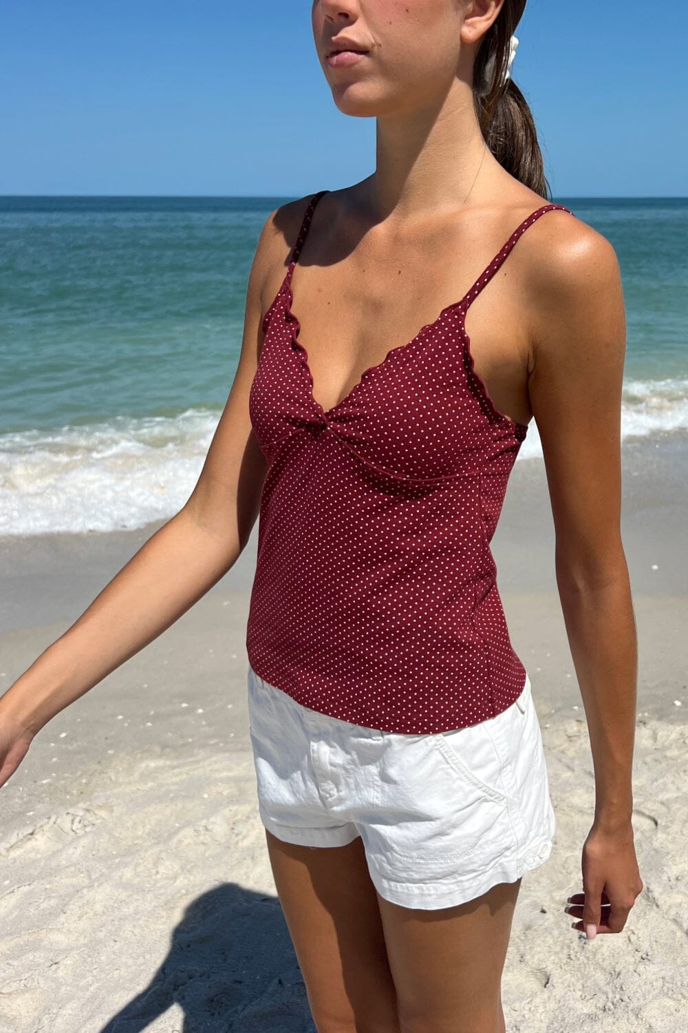 Burgundy White Polka Dots / XS/S