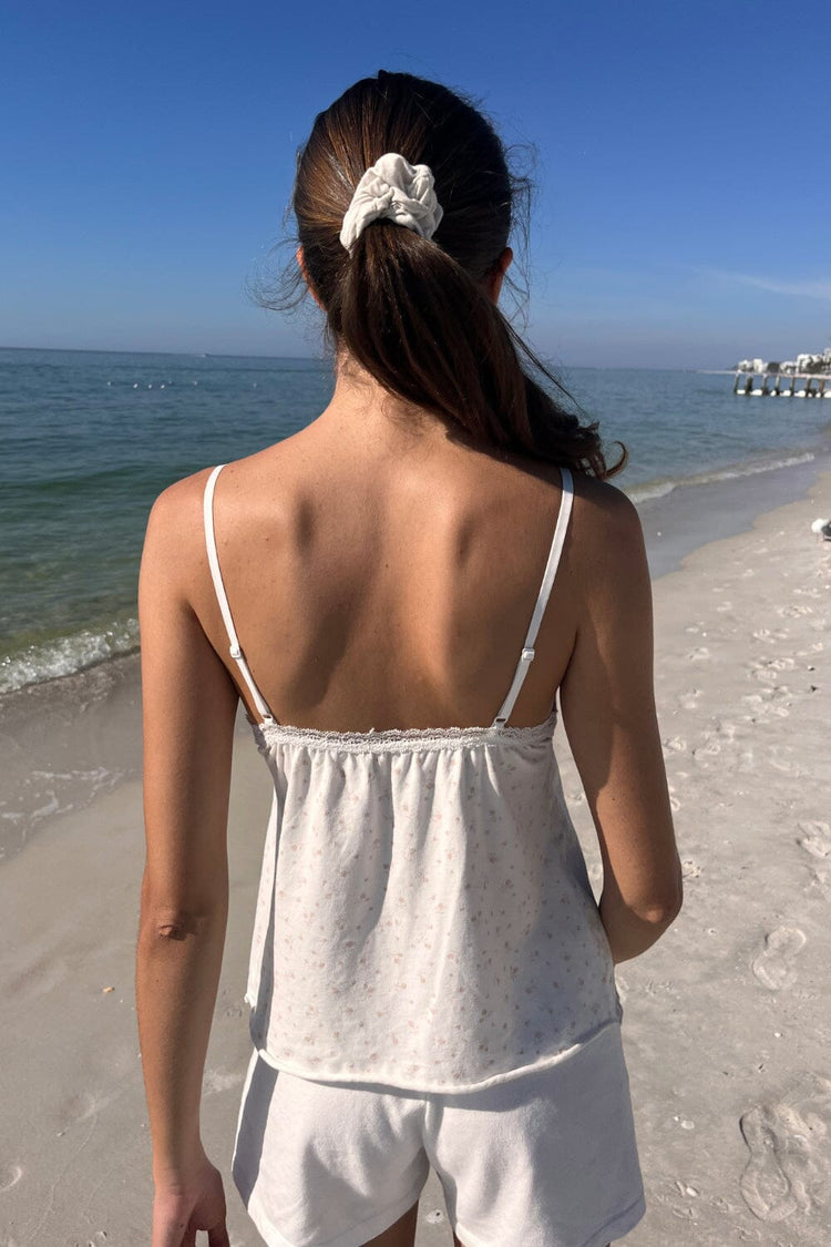 Tiffany Floral Tank | White Rosy Brown Floral / XS/S
