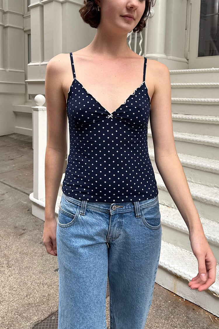 Tiffany Polka Dot Tank | Navy Blue White Polka Dots / XS/S