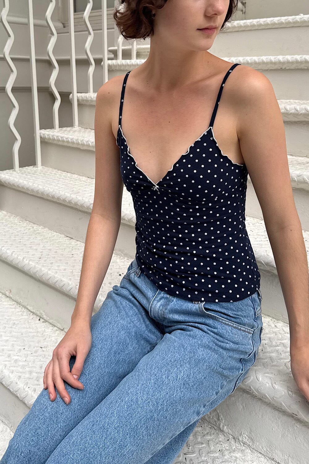 Navy Blue White Polka Dots / XS/S