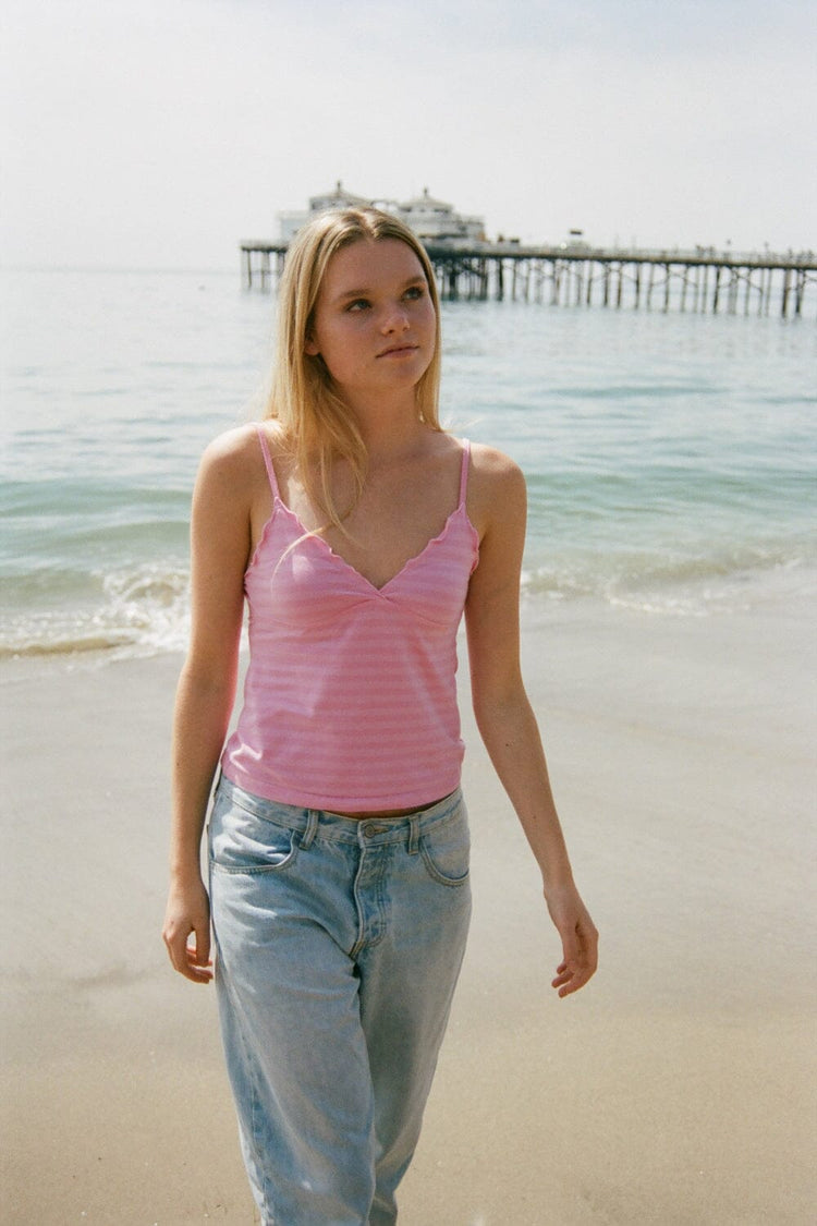 Tiffany Striped Tank | Bubblegum Pink Stripes / XS/S