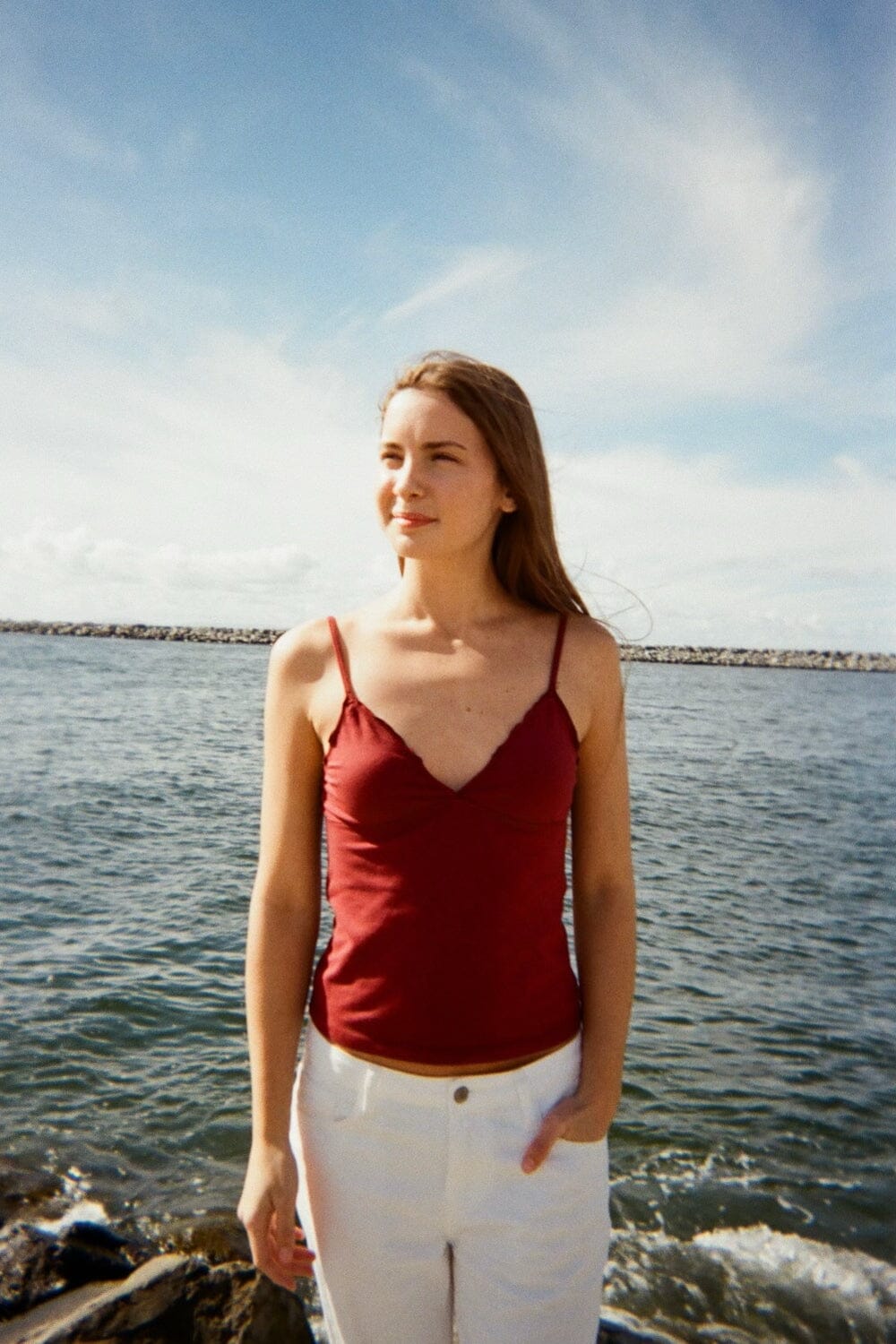 Amara Ruffle Tank | Burgundy / XS/S