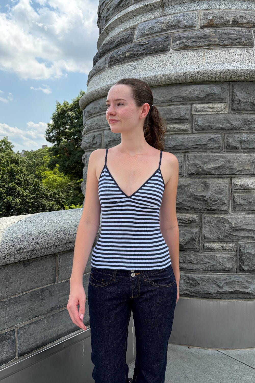 Amara Striped Tank | White And Navy Horizontal Stripes / XS/S