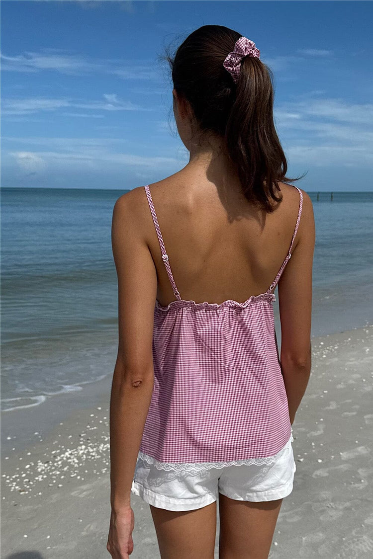 Tiffany Plaid Tank | Red White Checkered / XS/S