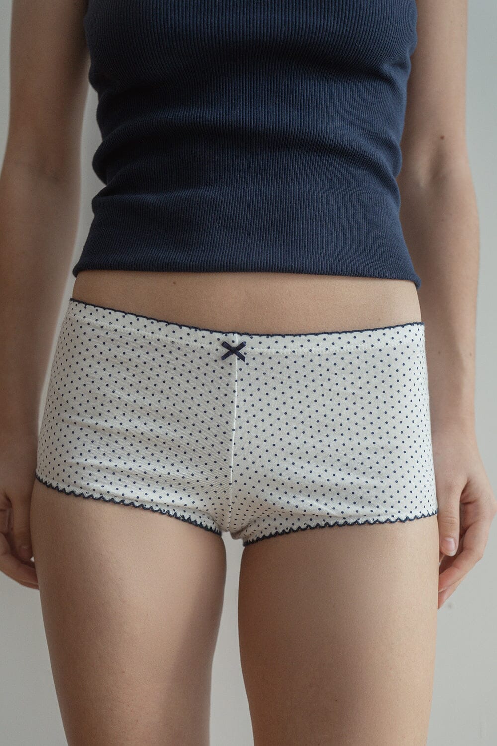 White Navy Polka Dots / XS/S