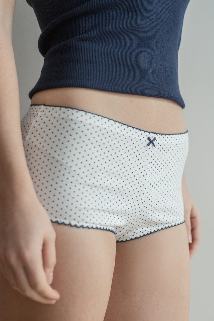 Polka Dots Hipster Underwear | White Navy Polka Dots / XS/S