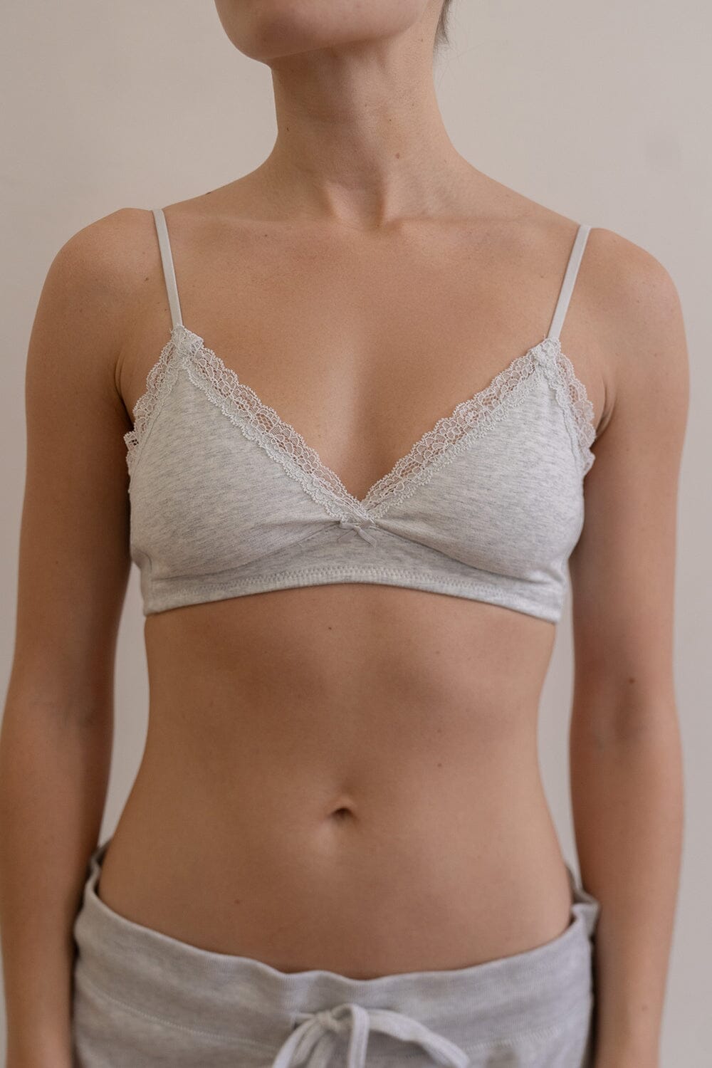 Bow Lace Bra | Silver Grey / XS/S
