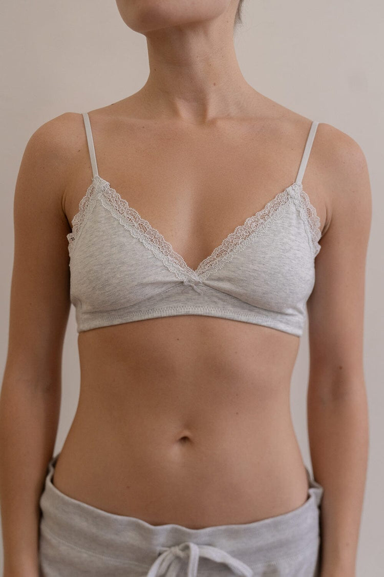 Bow Lace Bra | Silver Grey / XS/S