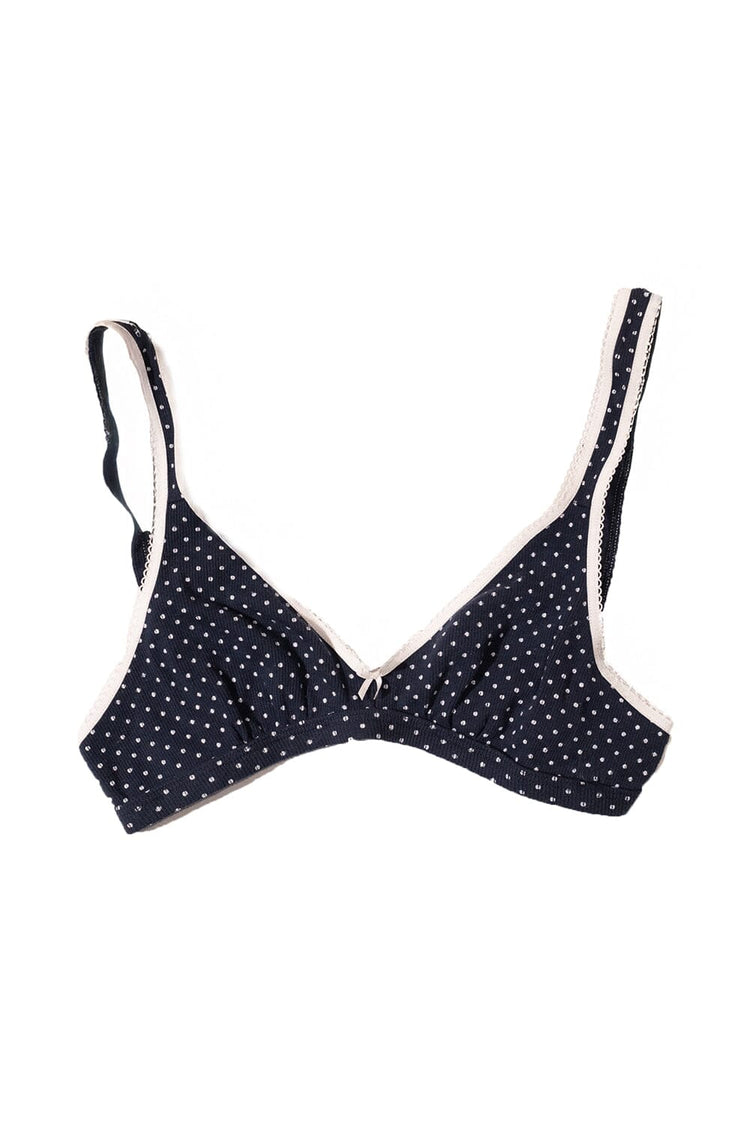 Polka Dots Bow Bra | Navy With White Polka Dots / XS/S