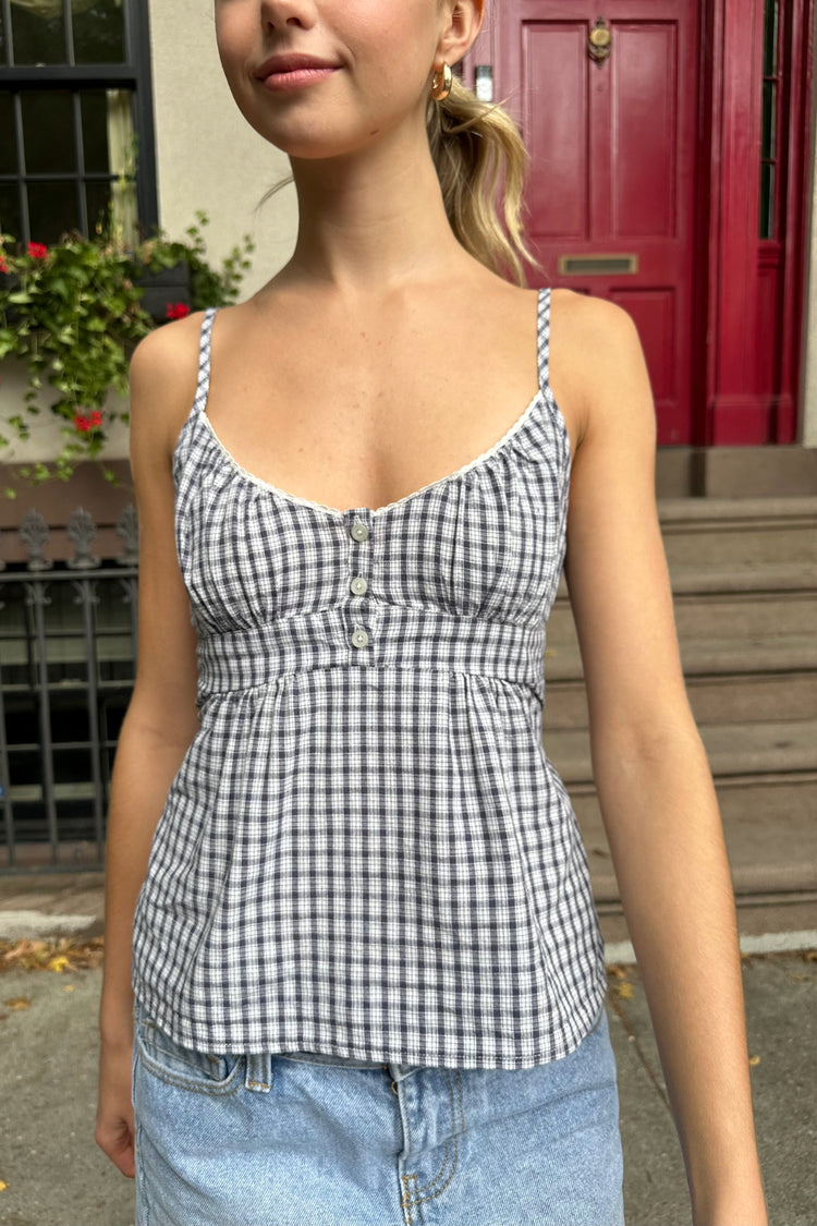 Tiffany Plaid Tank | Navy White Plaid / XS/S