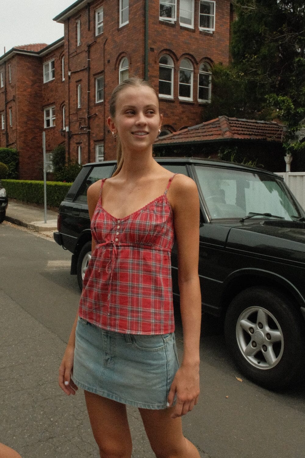 Faded Red With Green White Plaid / XS/S