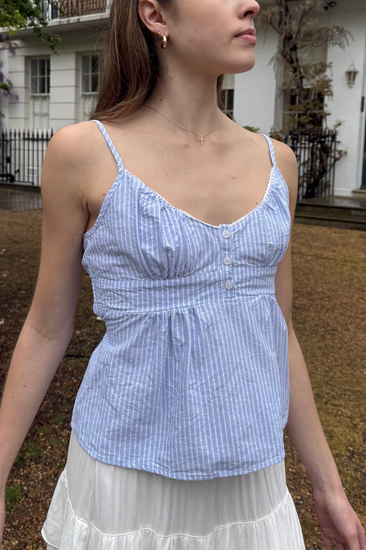 Tiffany Striped Tank | Blue With White Thin Stripes / XS/S