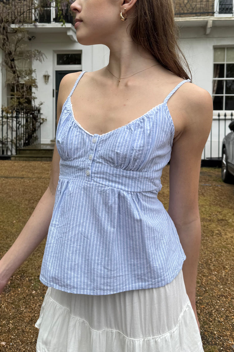 Tiffany Striped Tank | Blue With White Thin Stripes / XS/S