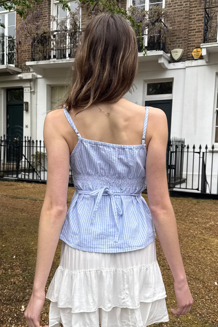 Tiffany Striped Tank | Blue With White Thin Stripes / XS/S