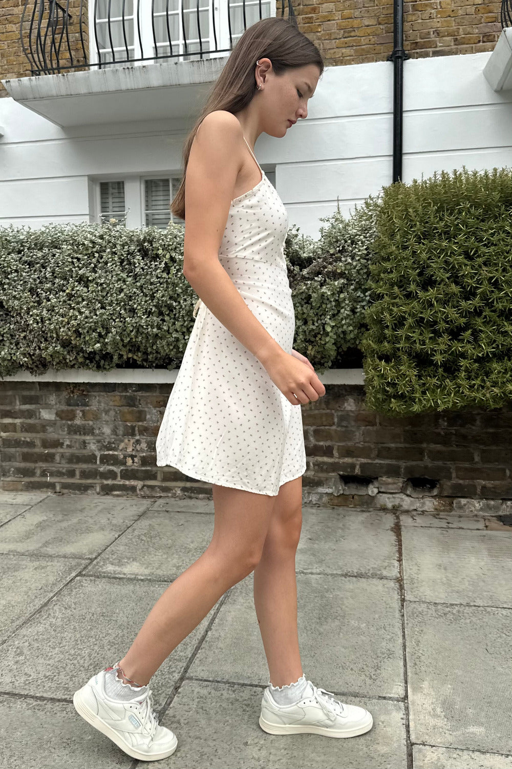 white dress brandy melville Vivian Spaghetti Strap Dress With Three Button Down Detailing Brandy Melville USA - Dresses