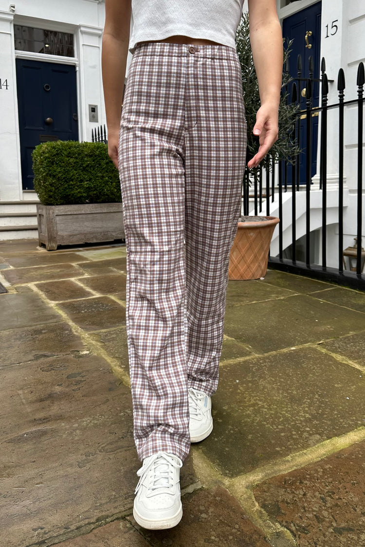 Tilden High Rise Pants | Brown White And Blue Plaid / S