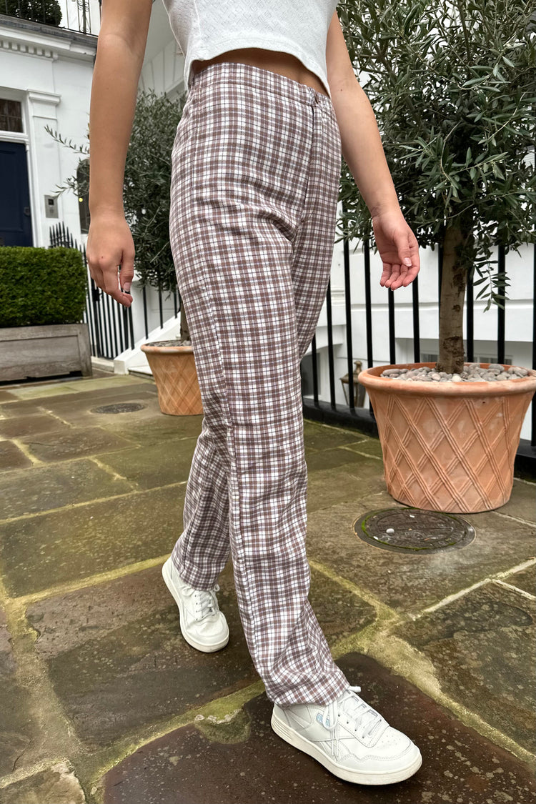 Tilden High Rise Pants | Brown White And Blue Plaid / S