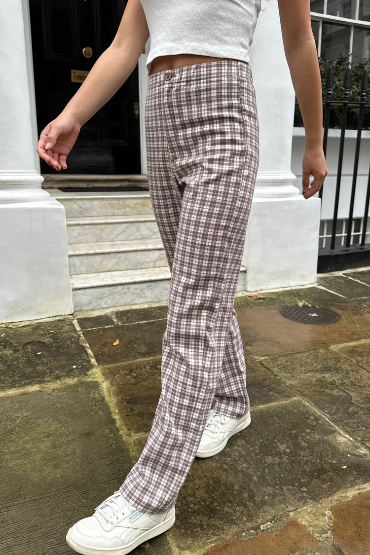 Tilden High Rise Pants | Brown White And Blue Plaid / S