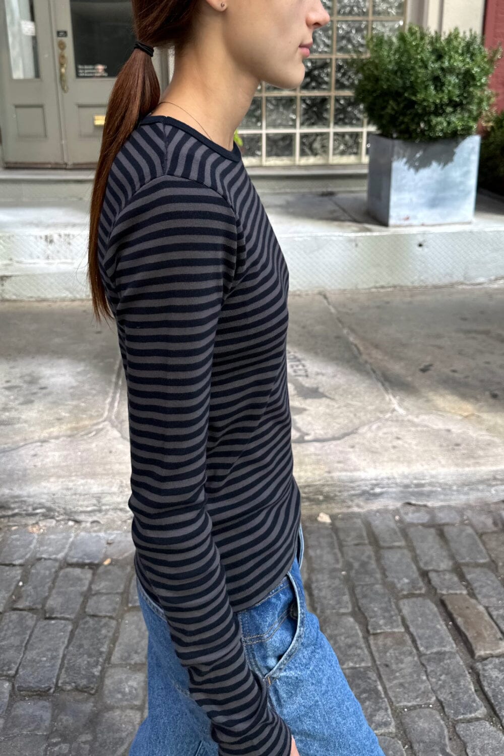 Navy With Grey Stripes / S
