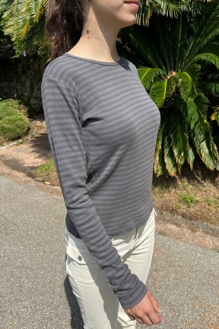 Leah Stripe Top | Black And Charcoal Stripes / S