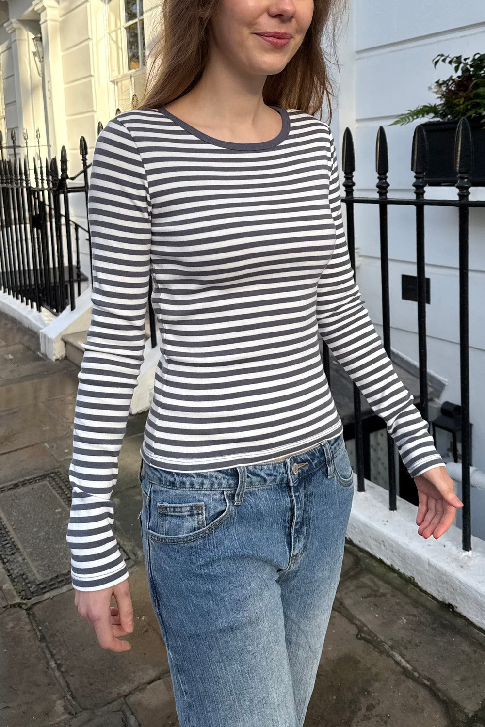 Leah Stripes Top | White Faded Navy Stripes / XS/S