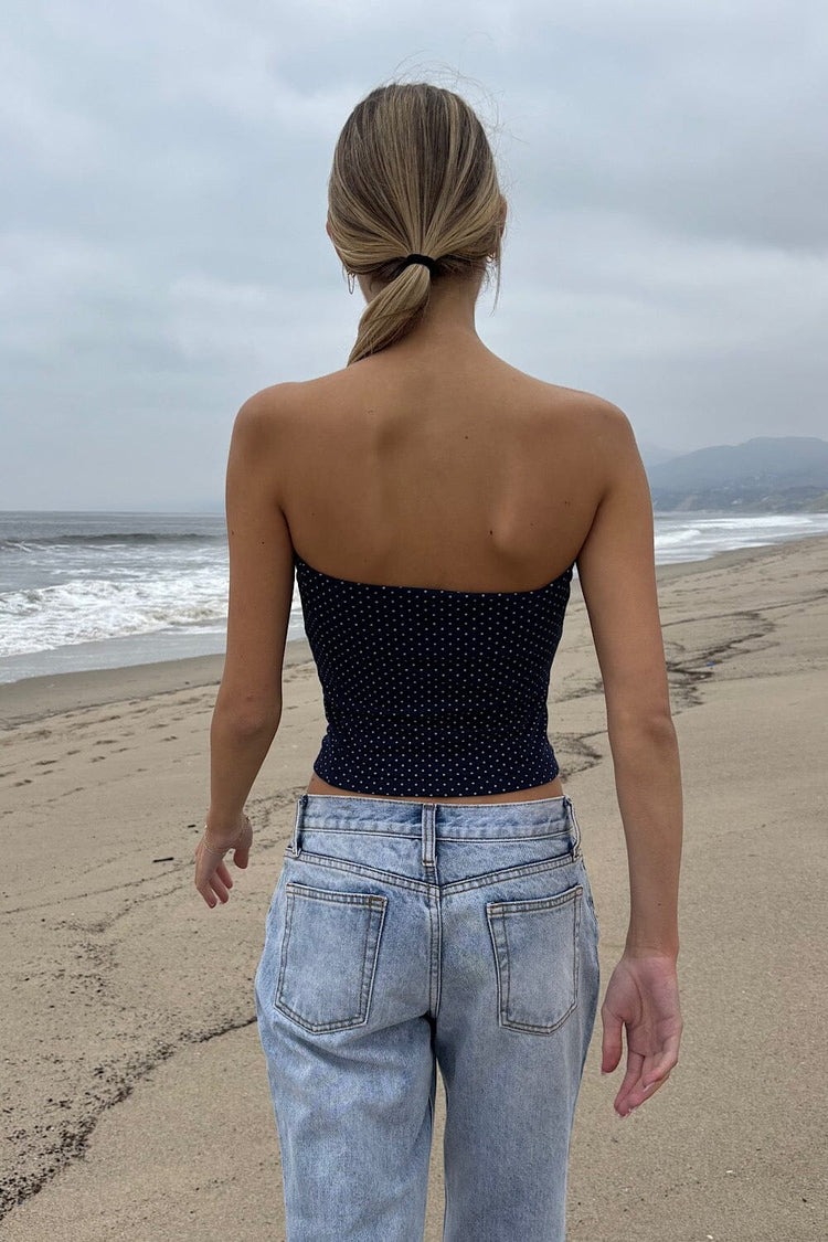Amelia Polka Dots Top | Navy Blue White Polka Dots / XS/S