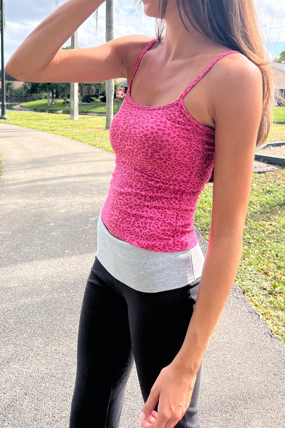 Skyler Leopard Tank | Bright Pink Leopard / XS/S