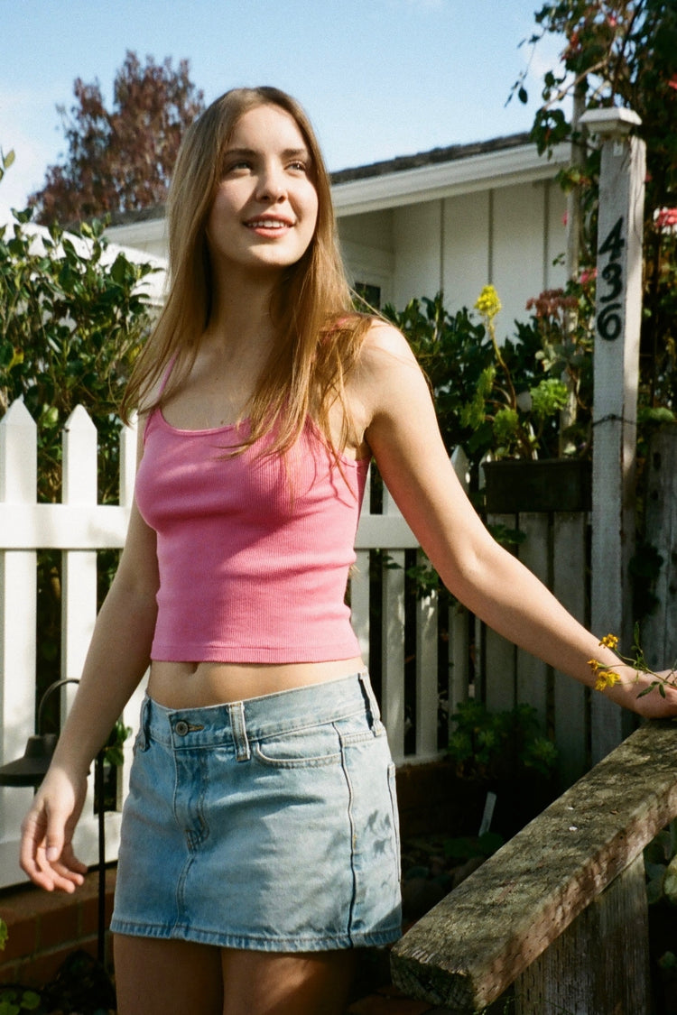Skylar Ribbed Tank | Coral Pink / XS/S