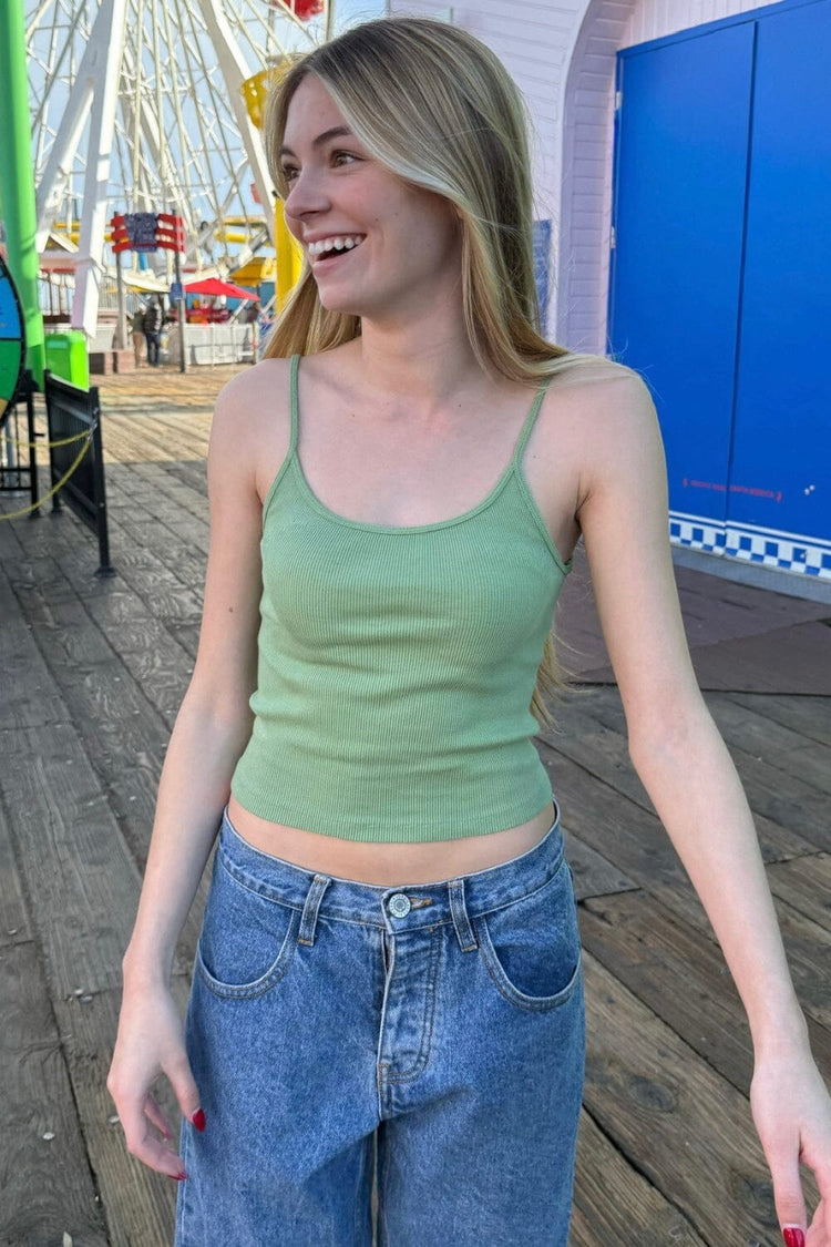 Skylar Ribbed Tank | Light Olive Green / XS/S