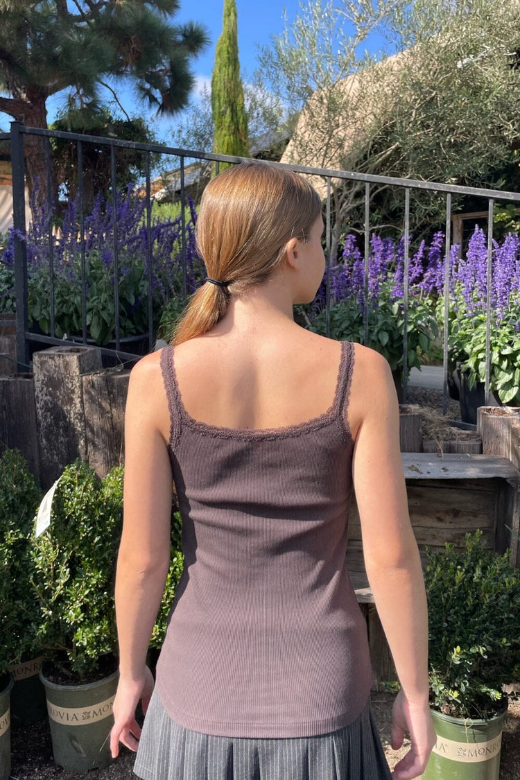 Amaya Lace Tank | Dark Brown / XS/S
