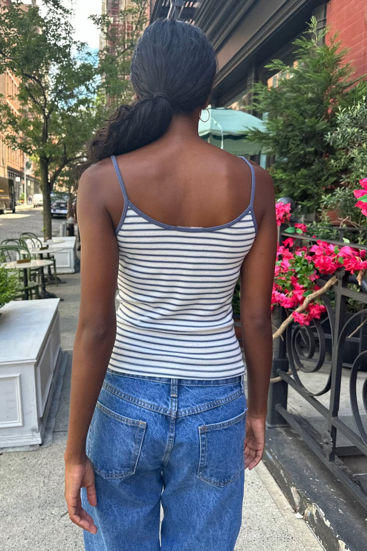 Skylar Striped Tank | White And Faded Navy Stripes / XS/S