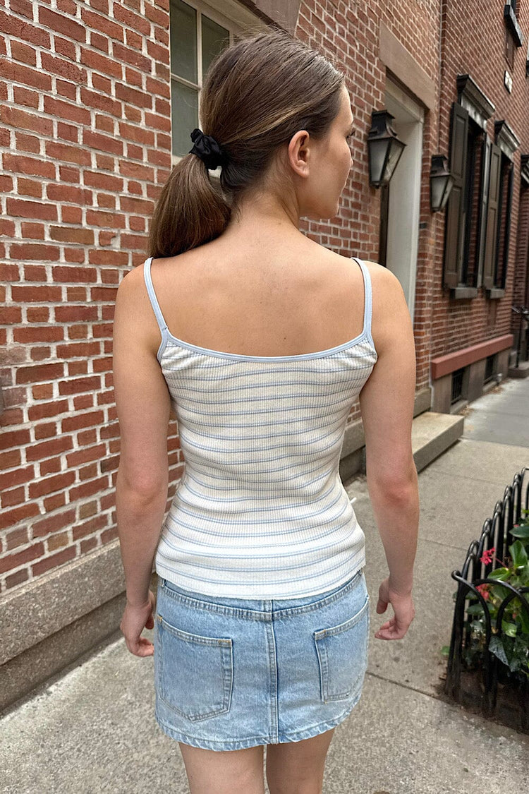 Skylar Striped Tank | Cream With Blue Double Stripes / XS/S