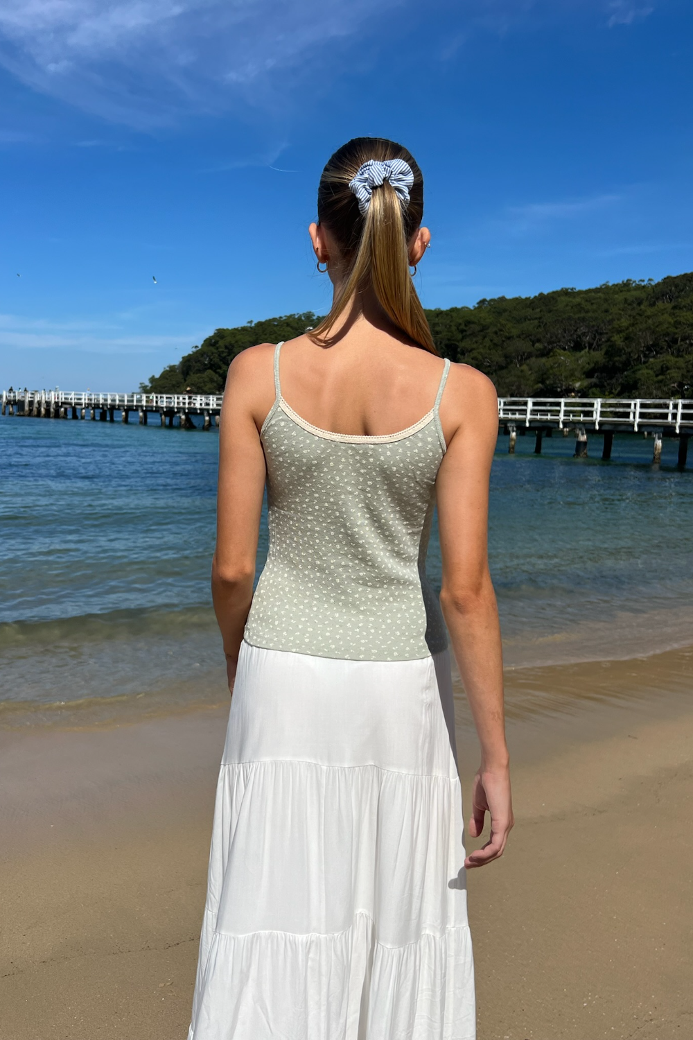 Sage Green With White Floral / XS/S