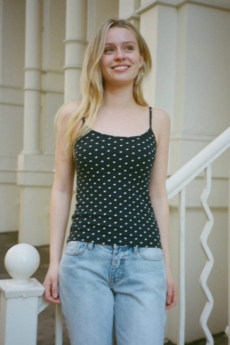 Skylar Polka Dots Tank | Navy With White Polka Dots / XS/S