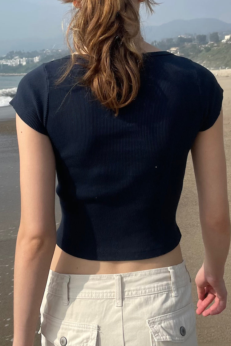 Wallace Top | Navy Blue / Cropped Fit