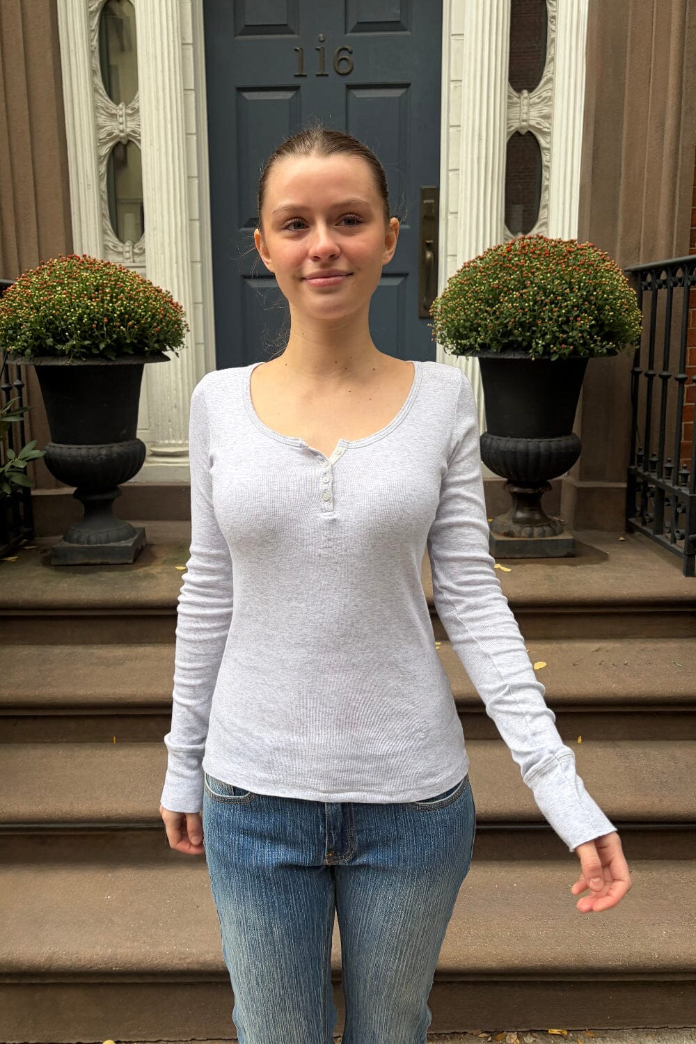 Zelly Long Sleeve Top | Light Heather Grey / XS/S