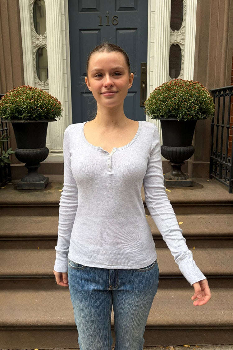 Zelly Long Sleeve Top | Light Heather Grey / XS/S