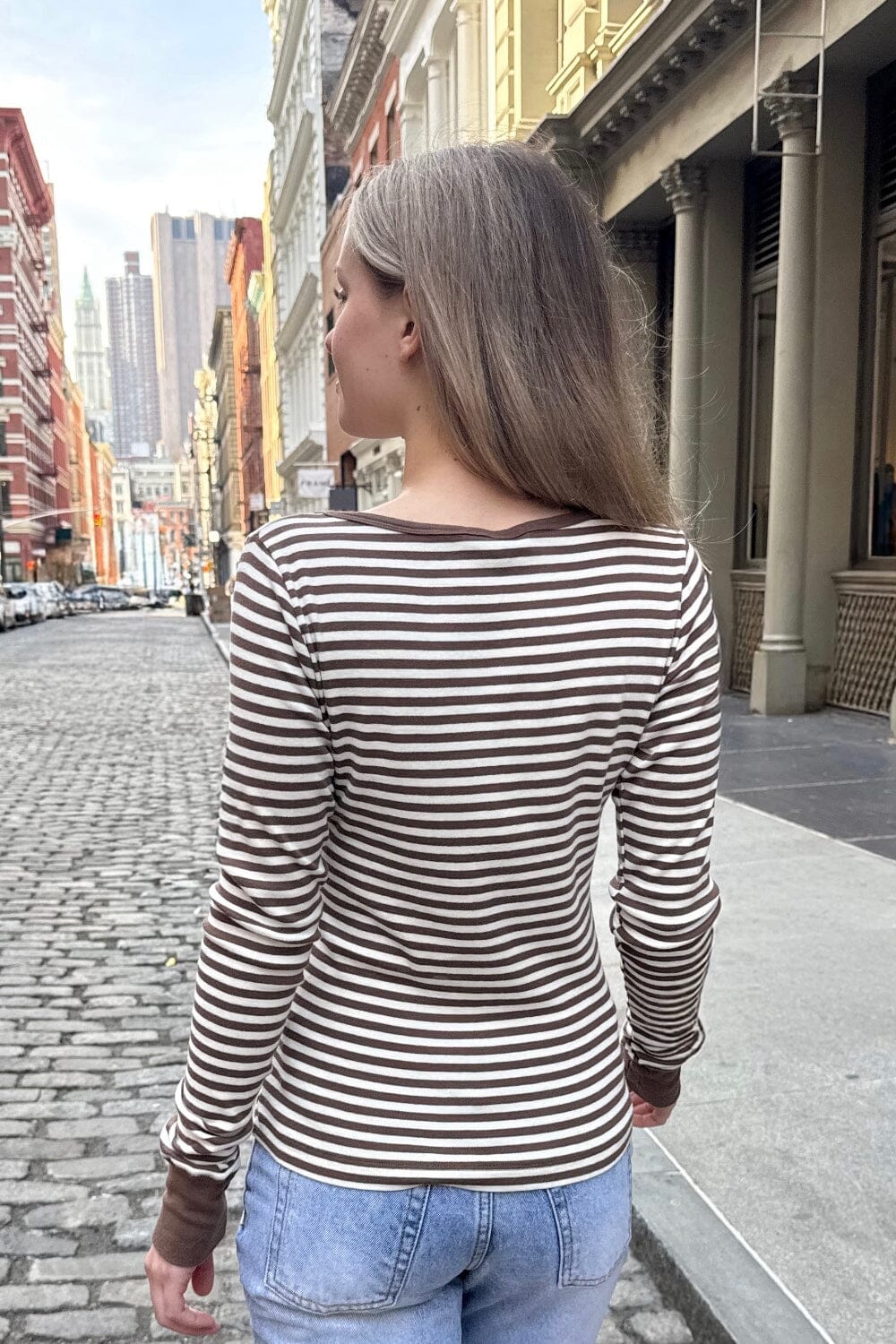 Zelly Striped Top | Brown Ivory Stripes / XS/S