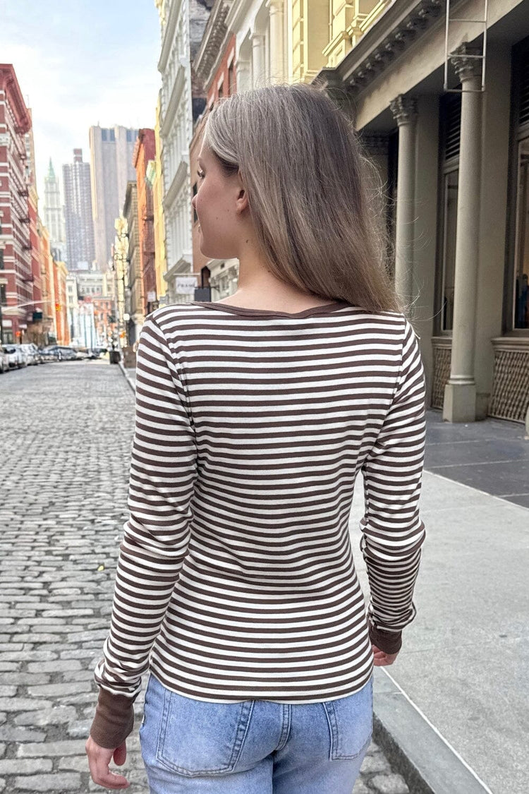 Zelly Striped Top | Brown Ivory Stripes / XS/S