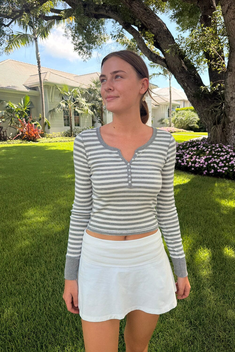 Zelly Striped Top | Heather Grey White Stripes / XS/S