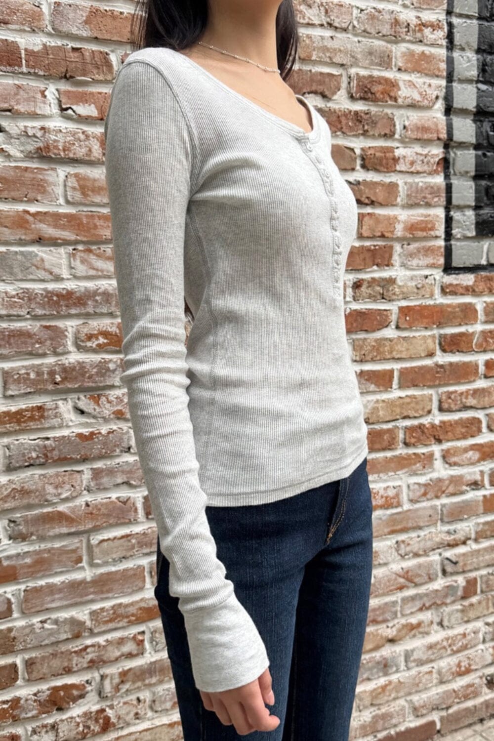 Zelly Ribbed Top | Silver Grey / XS/S