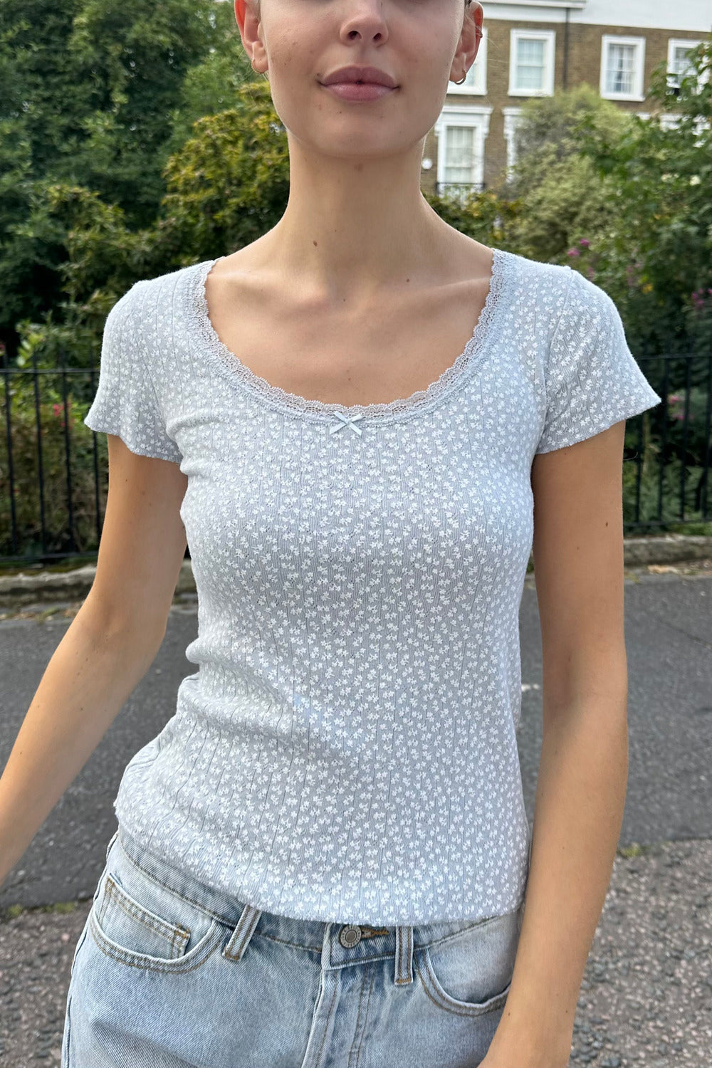 Light Blue With White Floral / XS/S