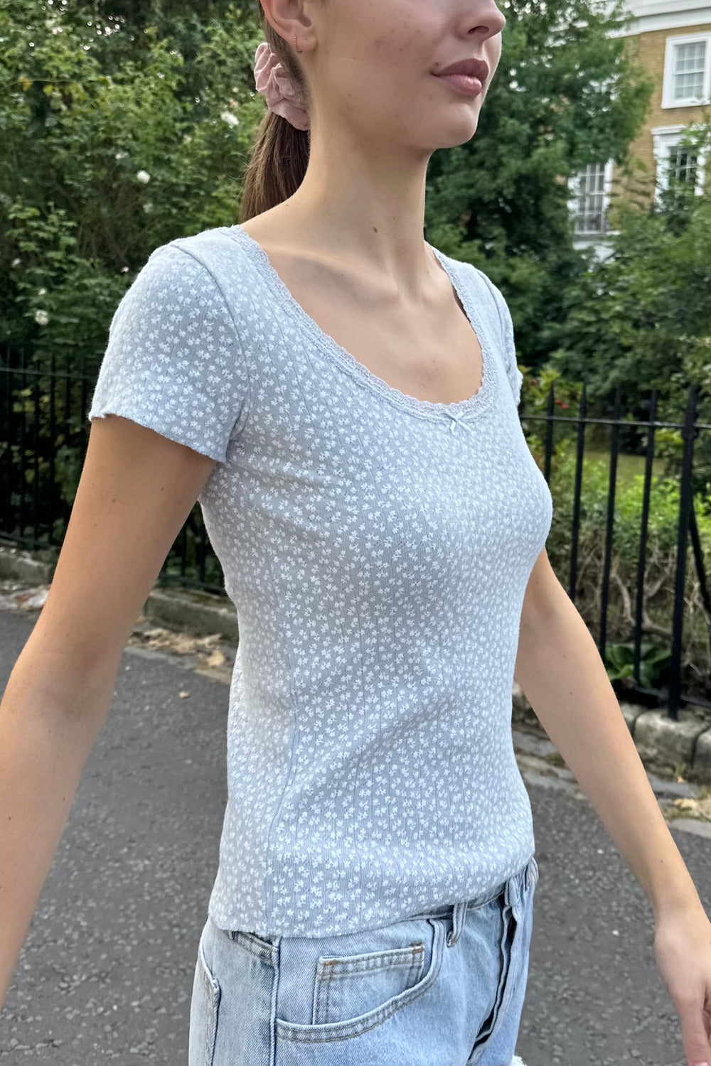 Light Blue With White Floral / XS/S