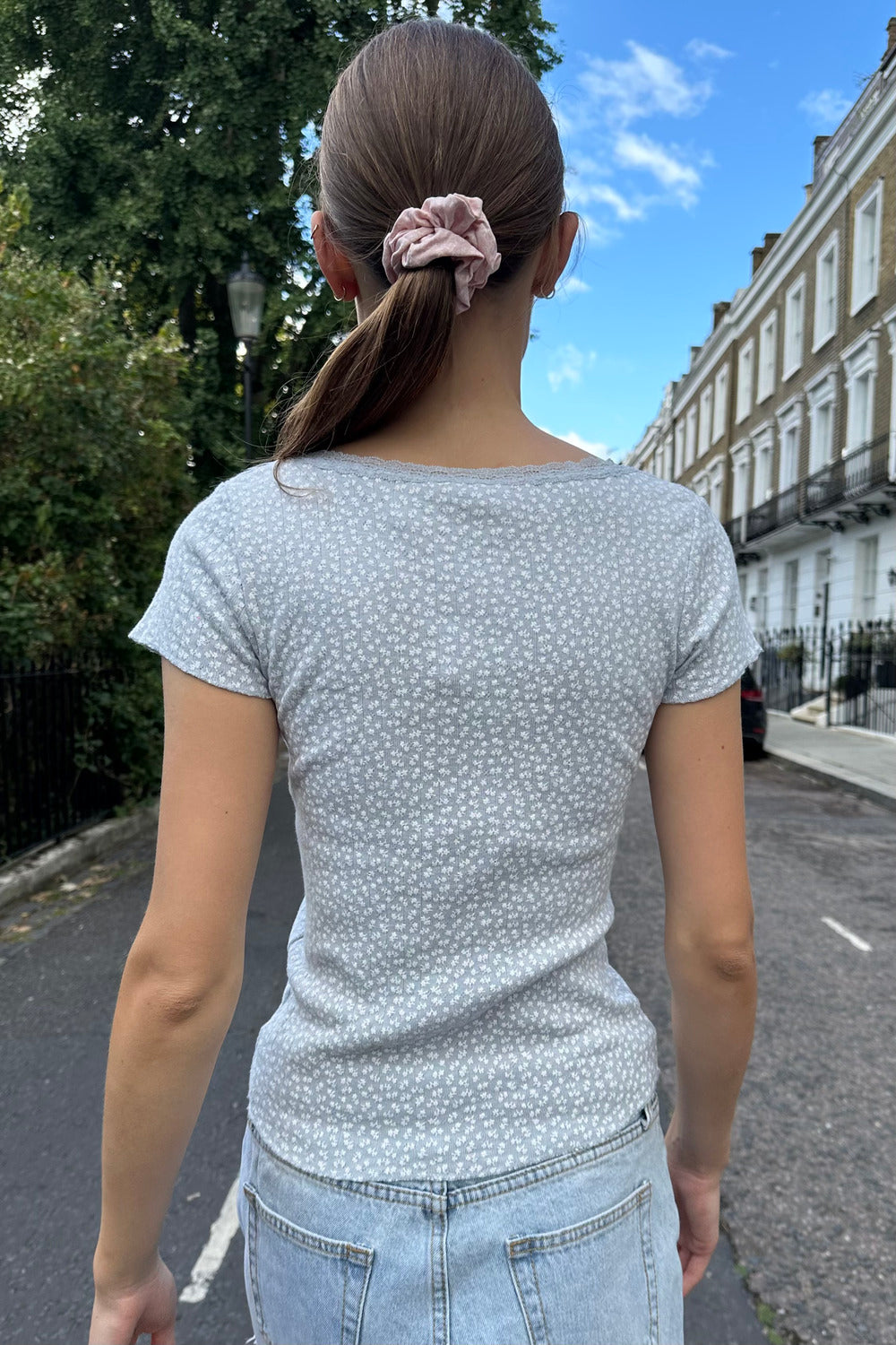 Light Blue With White Floral / XS/S