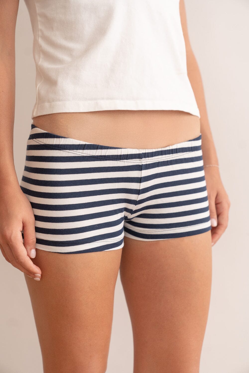 White With Navy Blue Stripes / XS/S