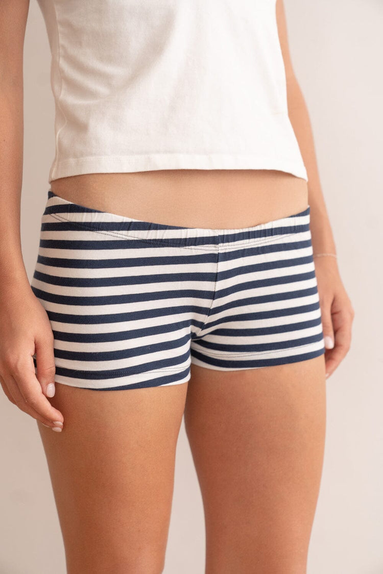 Striped Boxer Underwear | White With Navy Blue Stripes / XS/S