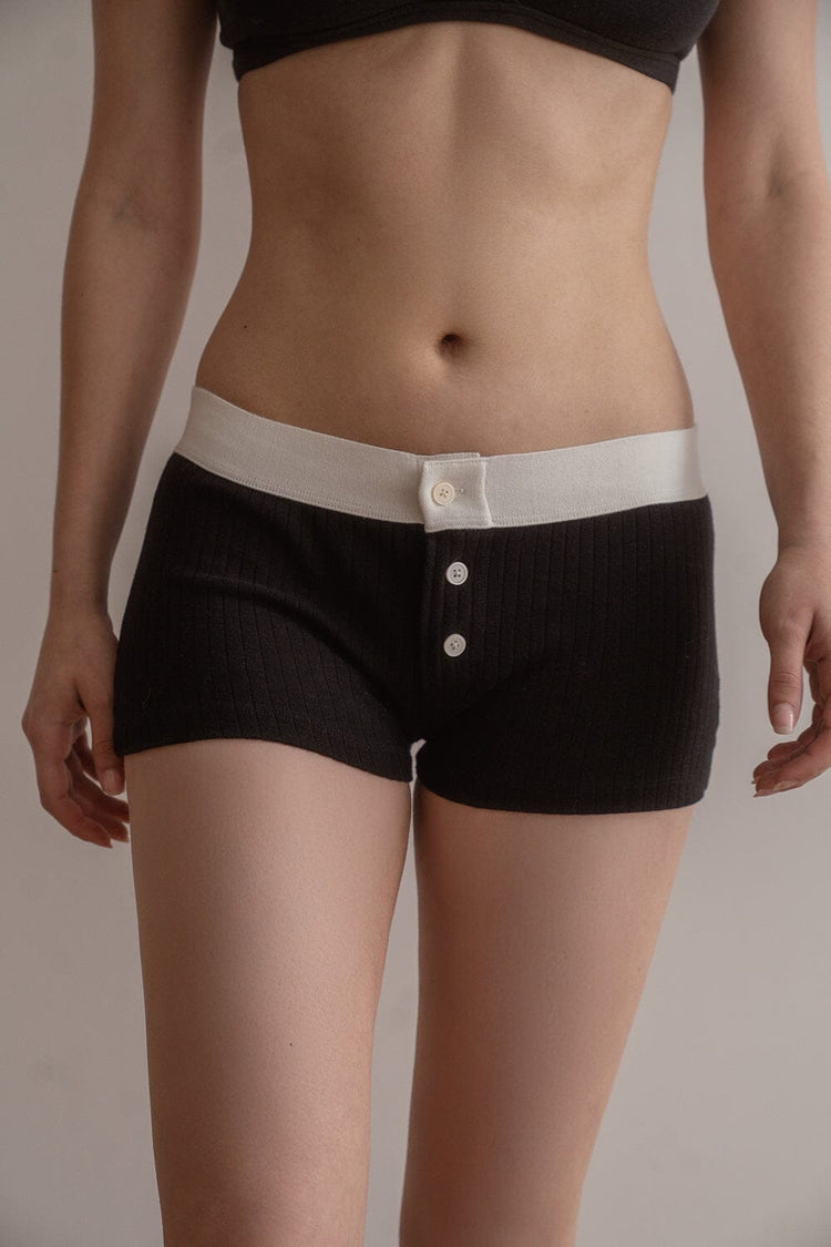 Boy Short Thick Ribbed Underwear | Black / S