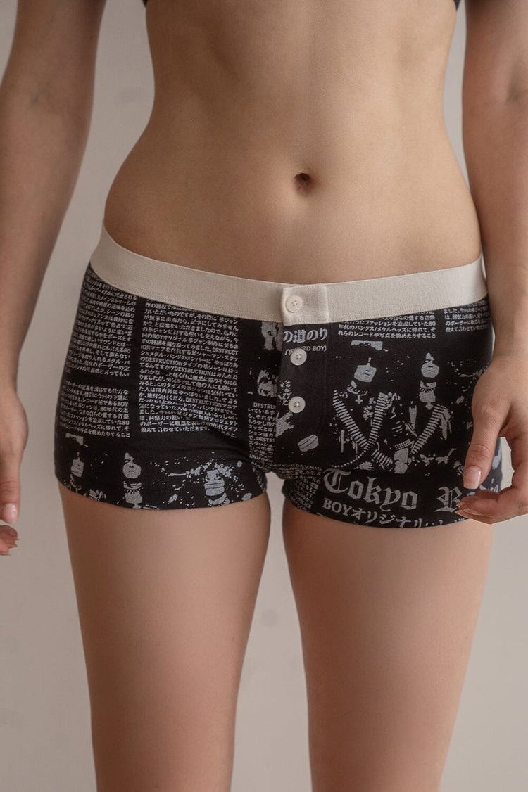 Boy Short Radio Silence Underwear | Black / XS/S